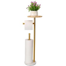 Standing Toilet Paper Holder Gold with 7.9" Big Tray, 2.2Lbs Heavier Marble B...