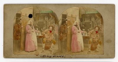 Stereoview Stereoskop Karte getönte Ansicht Comic Bar Szene Männer trinken mit Pfeifen 