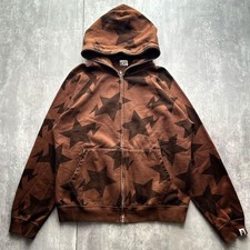 A BATHING APE BAPE Star Zip Up Hoodie Brown Size M Vintage 00s