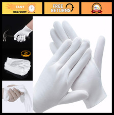 12 Pairs White Cotton Gloves - Perfect for Serving, Inspections, Costumes, SPA