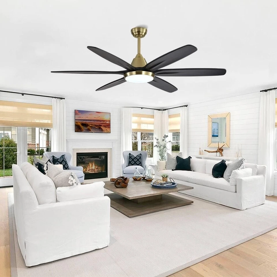 Ventilador de techo LED de hoja de madera MLiAN control remoto 6 velocidades CC - 60 Foto 4 de 4