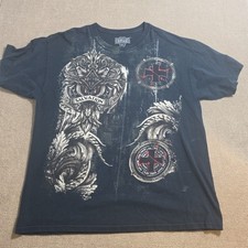 Y2K MMA Elite Salvation Shirt Men's Size XL Black Tribal Grunge Double Sided Vtg