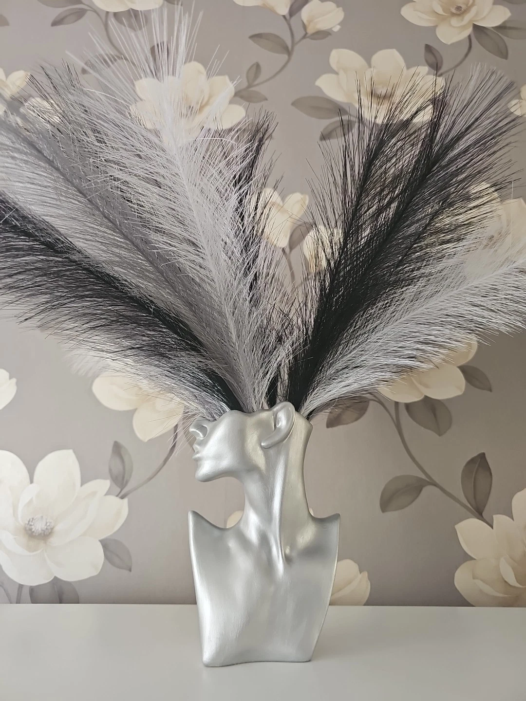 Hand Painted Vase With Artificial Flower - Unique Floral Art Home Decor