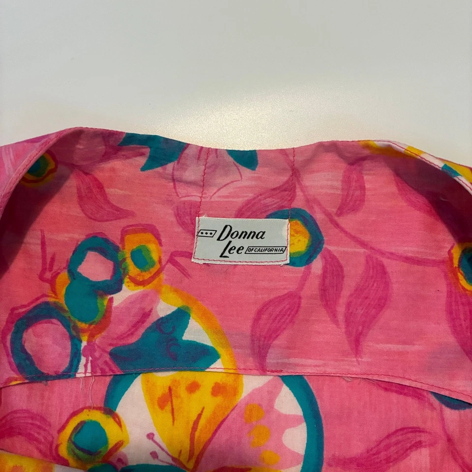 Vestido Donna Lee of California Sun Vintage Rosa Floral Años 60-70 Talla 16 Foto 2 de 4