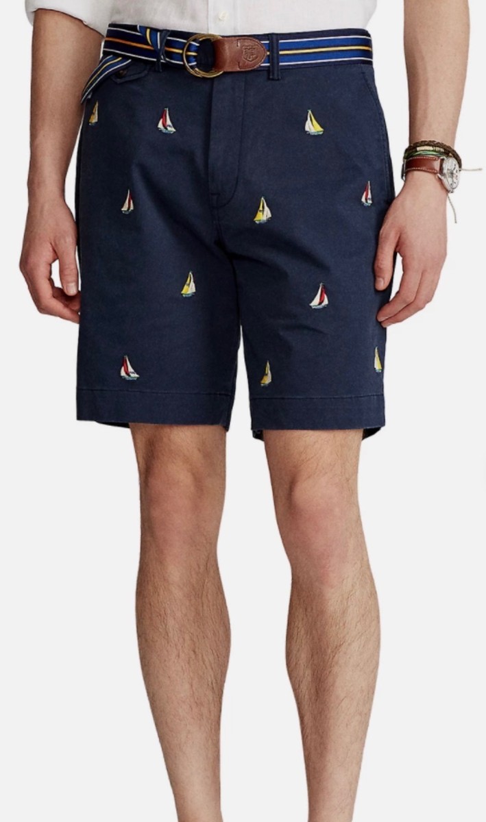 Polo Ralph Lauren Navy All Over SAILBOAT 9.0” Bedford Classic Fit