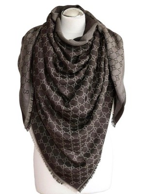 Gucci Sciarpa Scialle 140x140 Nuovo marrone 80% lana, 20% seta