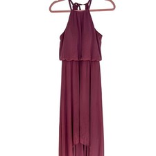 David's Bridal Bridesmaid Dress F19740 Chianti 2 High Low Hemline