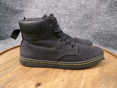 Dr Doc Martens Maelly Womens Black Canvas Boots Air Wair Padded Collar Size 