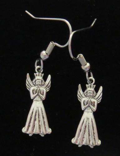 Angel Earrings Antiqed Brass Christmas Easter Angels Celestial Being - Picture 6 of 7