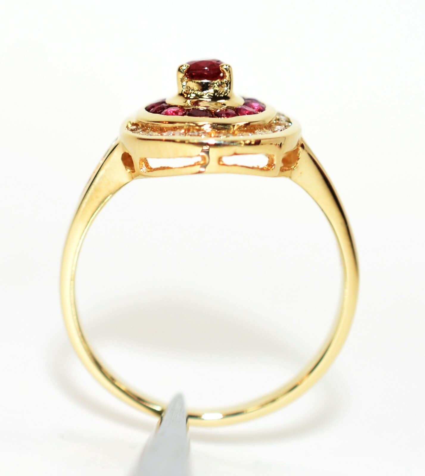 Natural Ruby & Diamond Ring 14K Solid Gold .71tcw… - image 3