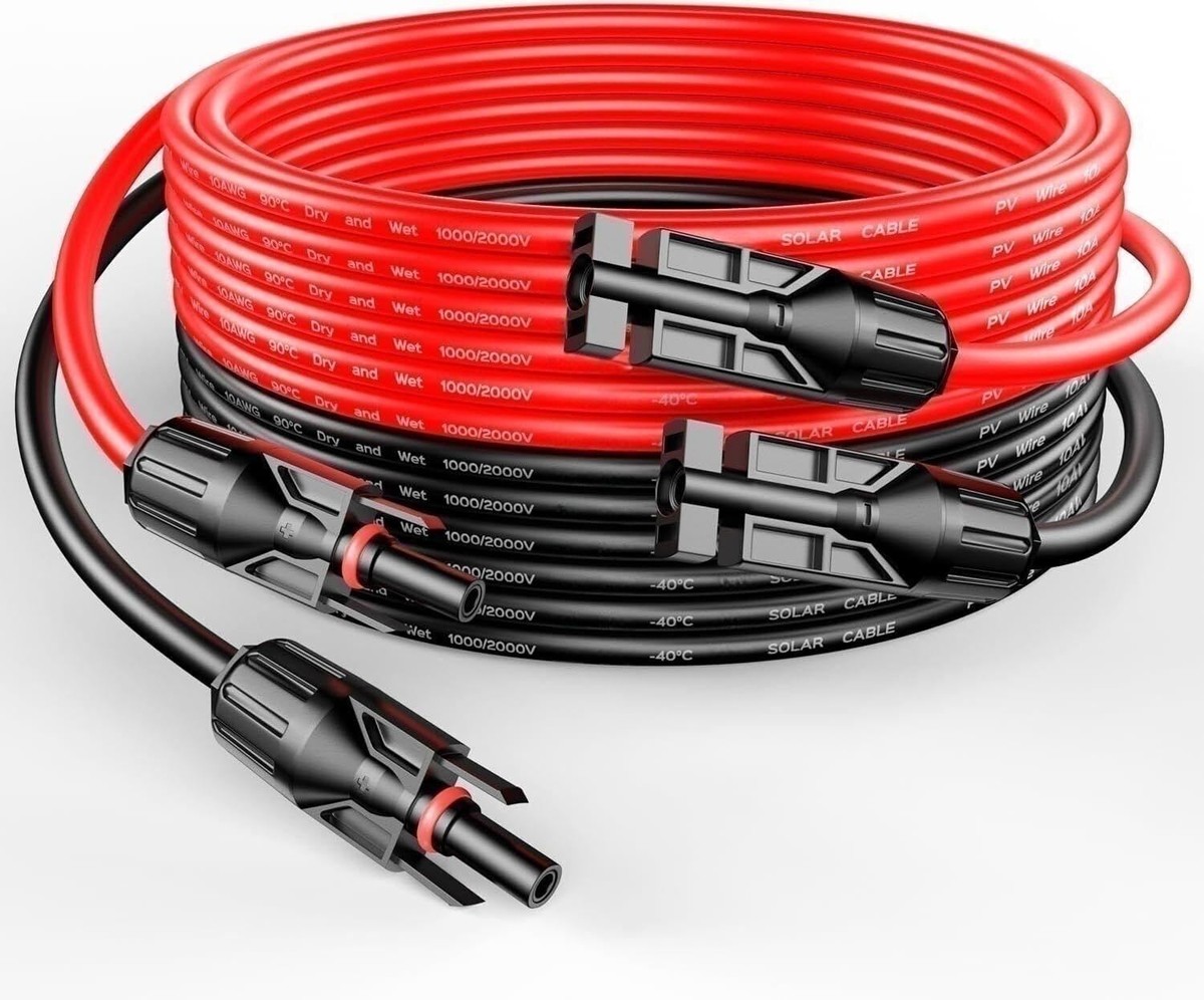 1 Pair Black+Red Solar Panel Extension Cable Wire Solar 1 Pair Black+Red Solar Panel Extension Cable Wire Solar