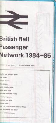 1984-85 BR British Rail Passenger Network - railroad map railway Great Britain