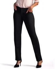 Lee  L74312 Womens Black Relaxed Fit All Day Straight Leg Pants Size 10 Long
