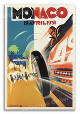 1931 Monaco Grand Prix Vintage Style Race Car Poster - 24x36