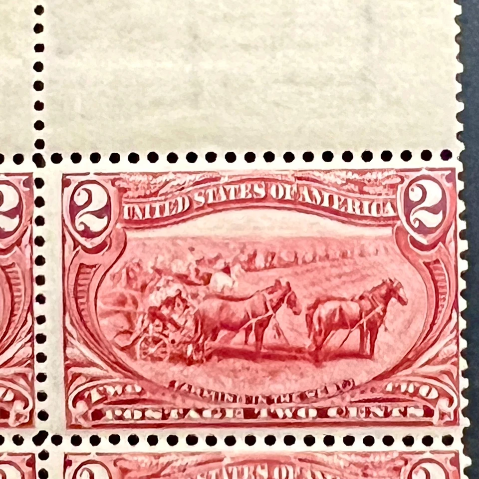 1898 US #286 – Top Corner BLOCK of (4) W/ Selvage, Trans Mississippi – M, OG, NH - Image 3 of 4