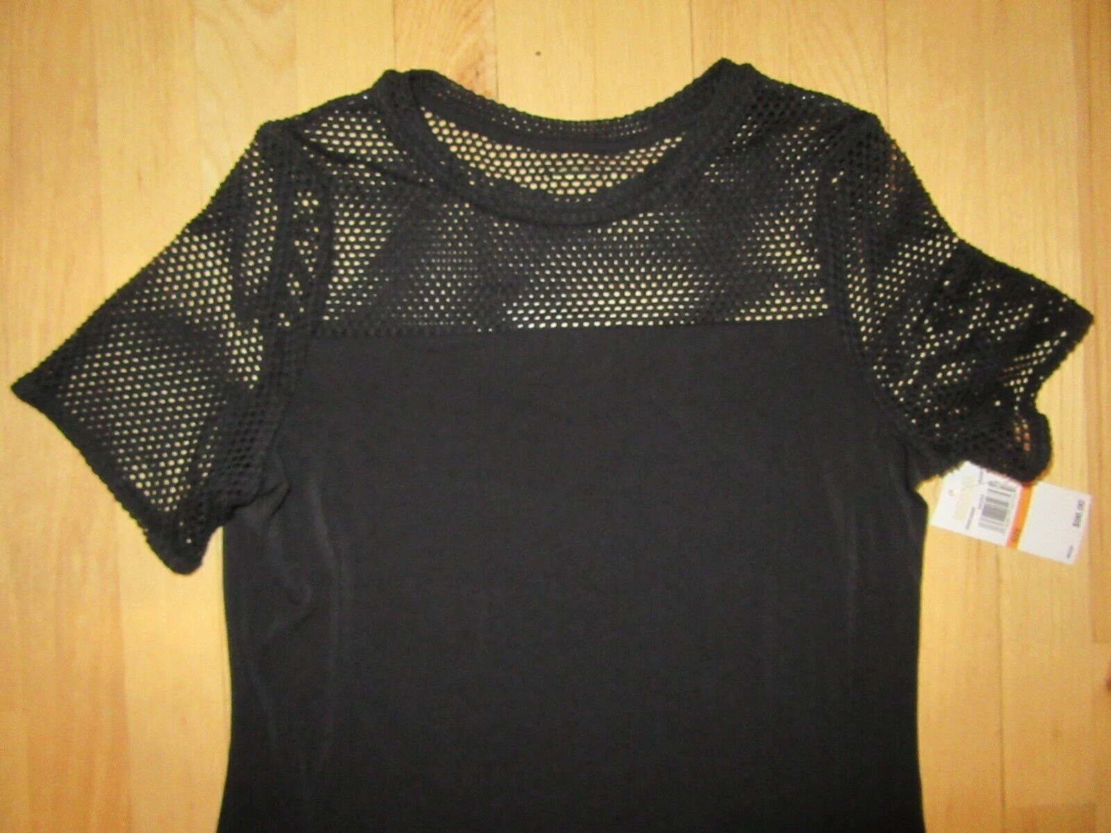 Abito 21B NUOVO CON ETICHETTE MICHAEL KORS NERO MANICHE CORTE MAGLIA TOP TAGLIA SMALL RETAIL $98!