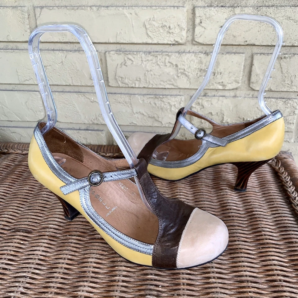 Jeffrey Campbell Женские 10 м колорблок кожа Мэри Джейн на каблуках Anthropologie - Изображение 3 из 4