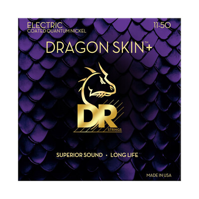 DR Strings Dragon Skin+ DEQ-11 Coated  6-String Nickel Electric Guitar Strings