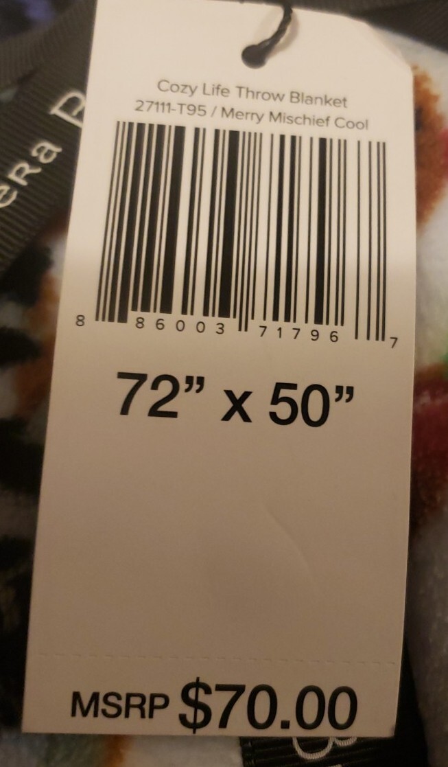 Vera Bradley DEER Cozy Life Throw Blanket MERRY MISCHIEF Cool BLUE New