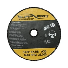 Surf-Pro 3" x 3/16" x 3/8" Cut-Off Wheel Aluminum Oxide Grinding Wheel 25pk