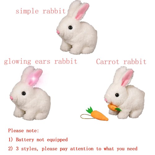Electric Cute Carrot Rabbit Plush Toy Simulation White Bunny Stuffed Animal Doll - Picture 24 of 34