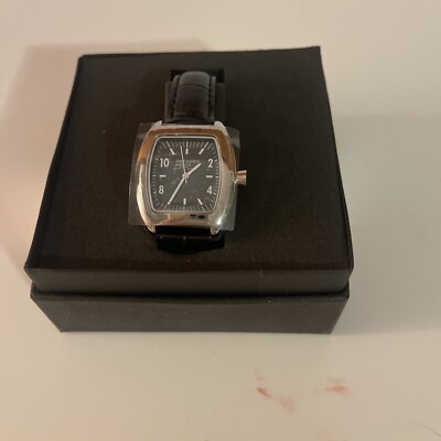Unisex First Choice America Watch, Black Leather Band and Face, Silver Tone Case