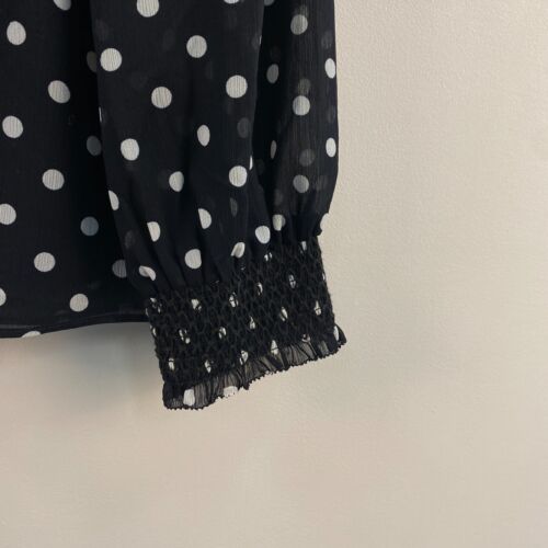J Crew Womens Small Blouse Shirt Top Blue White Polka Dot Woven Long Sleeve - Picture 5 of 12