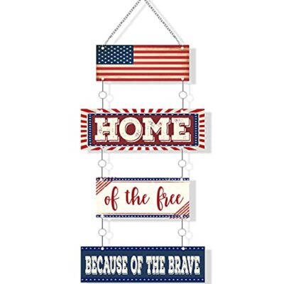 American Flag Metal Sign Wall Decor Farmhouse Door Sign Patriotic American Home