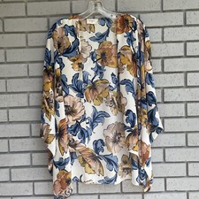 Everly Ivory Floral Women's Small Open Front Kimono Shrug USA Made Cover Up