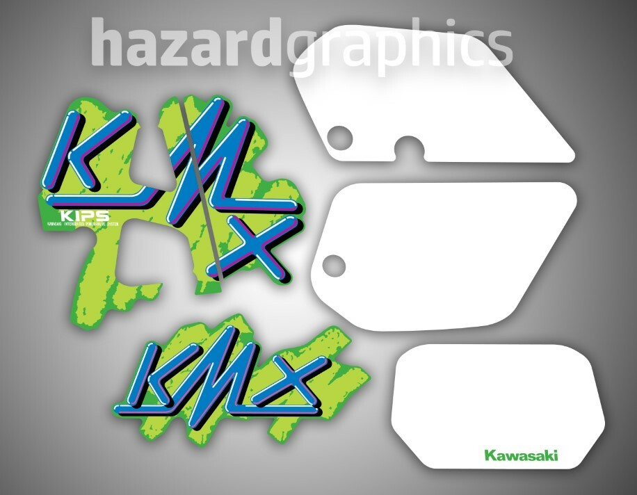 KAWASAKI Kmx 125 200 Graphics Kit Decal Set - Green Model (1990