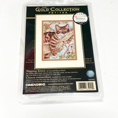 Dimensions Gold Collection Petites Counted Cross Stitch Kit Napping Kitten 5x7