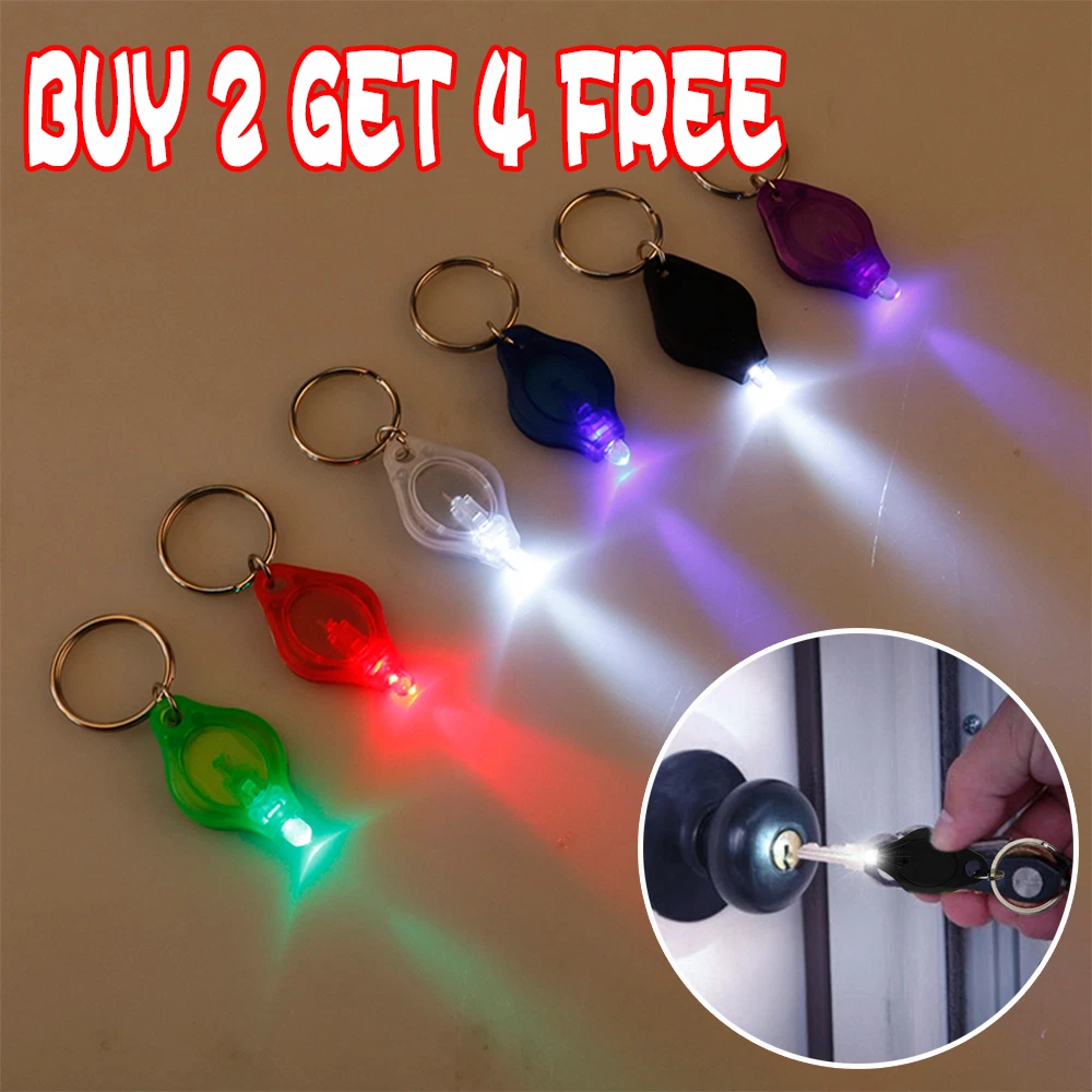 2PCS Portable Keyring Light Torch LED Flashlight Keychain Key Chain Emergency