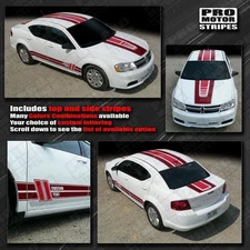 Dodge Avenger Multi Color Center and Side Stripes 2011 2012 2013 2014 Pro Motor