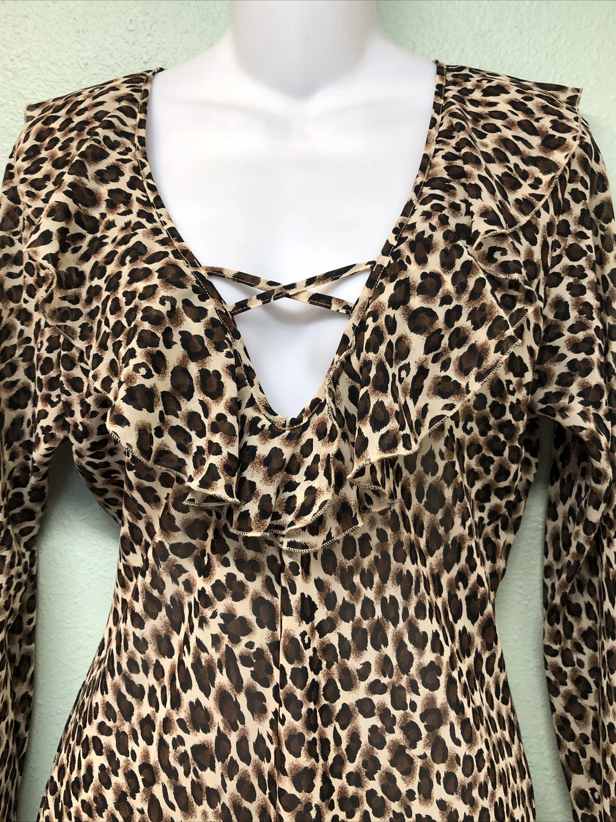 UNDERCOVER Mini abito estivo leopardato Victoria Secret taglia M manica a campana collo arricciato