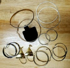 7 pair lot of large earring hoops 3 1/2 inch largest gold tone  silver tone