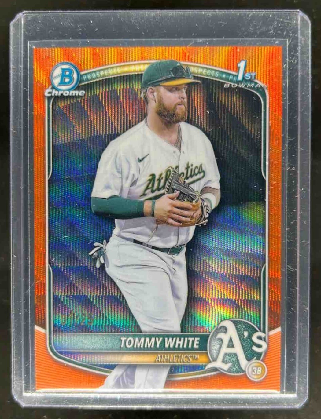 2025 Bowman Chrome Tommy White Orange Wave Refractor 1st #1/25