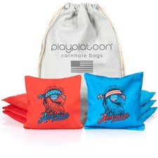 Professional All Weather Cornhole Bags Set of 8 - Sticky Slick America Eagle Red
