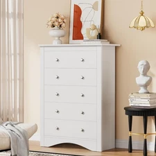 Tall Dresser for Bedroom with 5 Drawers Modern Chest of Drawers Wooden Dressers
