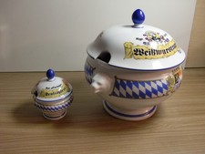 Seltmann Weiden Weisswursttopf 3l, + passendes Senftöpferl König Ludwig II Motiv