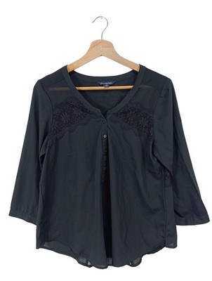 AMERICAN EAGLE OUTFITTERS Hemd-Bluse Damen Bluse Gr. DE 38 schwarz Casual-Look