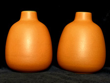 PAIR Vintage Heath California Pottery Bud Vases 130 Matte Orange Glaze