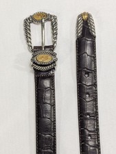 Brighton Museum Collection Brown Gold Coin Belt Size L 37819 Leather Women's Y2K