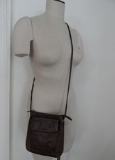 VINTAGE Early 1990's All American FOSSIL Coffee Brown CLASSIC LEATHER Crossbody