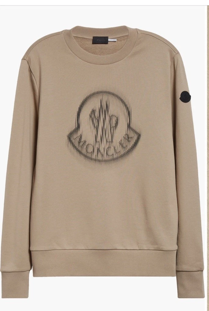Moncler — Moncler Men's Blurred Logo Sweatshirt Shirt Size Small Beige Tan