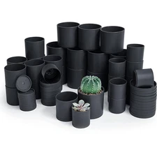 Pack of 36 Plastic Plant Pots 12 Set of 2 Inch 2.5 Inch 3 Inch Small Garden P...
