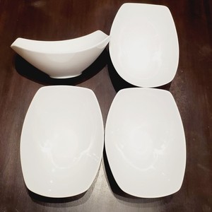On The Side Set Of 4 10" Serving Bowls Entertaining Stackable White