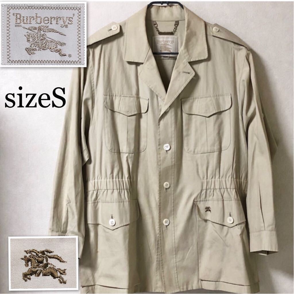 Burberry Military Cotton Jacket Size S Embroidered Logo Beige Epaul Sanyo Shokai