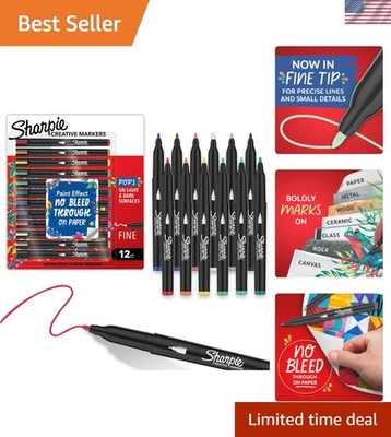 Creative 12-Count Acrylic Paint Markers - Fine Tip, Assorted Colors for Artists