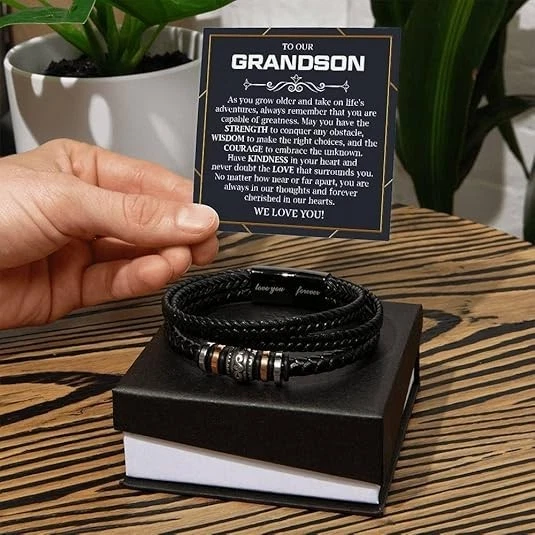 Pulsera A Nuestro Nieto De La Abuela, Joyería Regalo Para Hombre Pulseras Nieto Foto 3 de 4