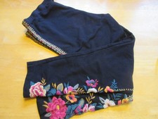 Black Floral JOHNNY WAS Embroidered Leggings XL VGUC Cotton Blend